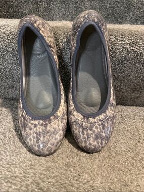 Ja-Vie Women's Snake-Print Ballet Flats in Neutral Brown